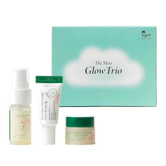 the Mini Glow Trio Dark Spot Correcting Travel Size Gift Set - Toner 0.41 Fl. Oz., Serum 0.169 Fl. Oz., Cream 0.169 Fl. Oz. - Vegan Korean Skin Care